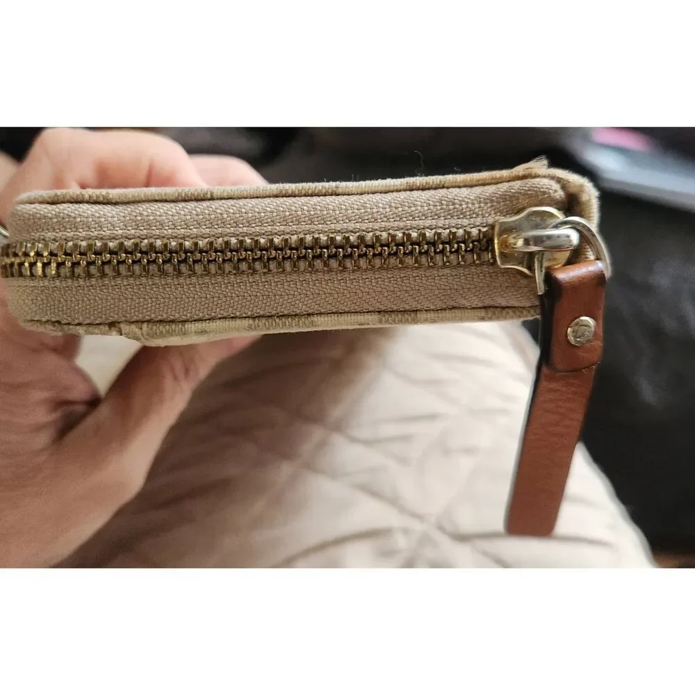 Kate Spade Cream and Pink Wallet with Bold Stripe, canvas